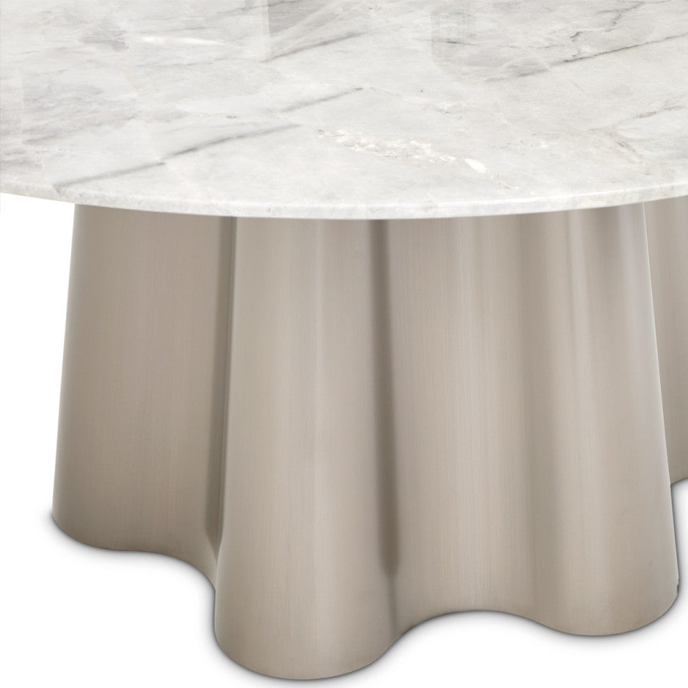 St. Charles Round Marble Dining Table, Dove Gray