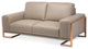 Mia Bella Gianna Leather Loveseat - Light Coffee/Rose Gold