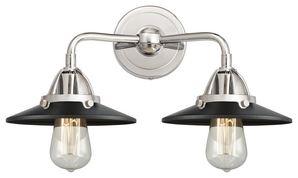 Innovations 288-2W-PC-M6-BK Railroad 2 Light Bath Vanity Light, Polished Chrome