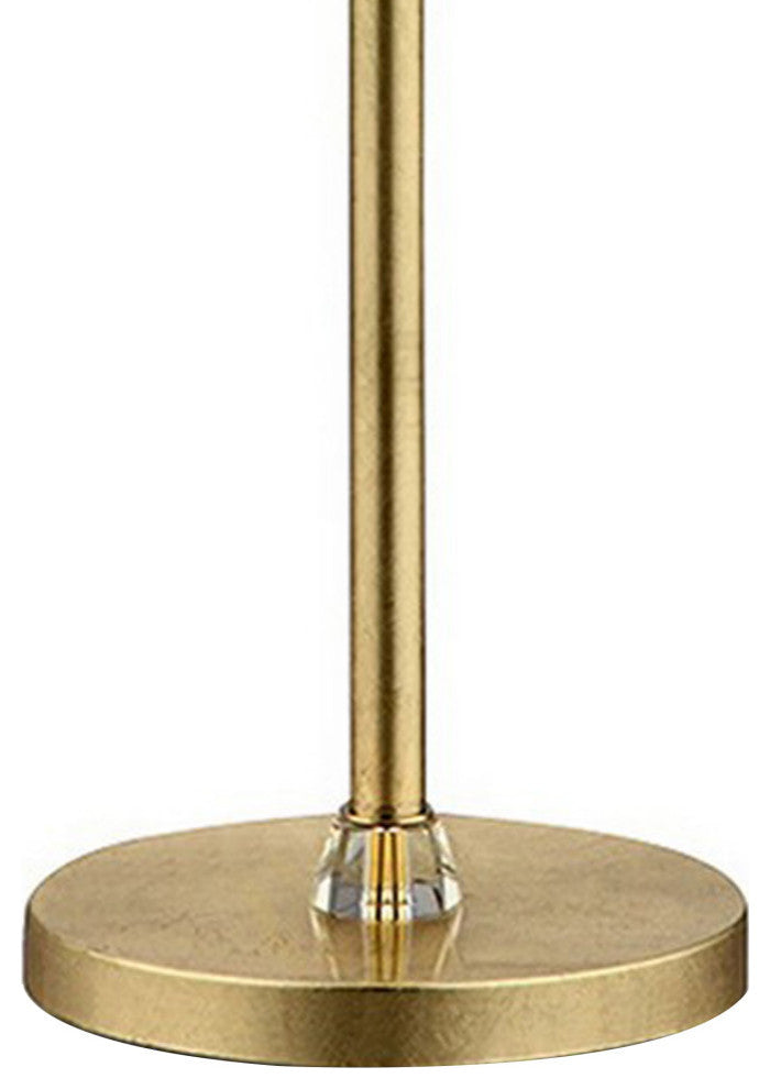 Benzara BM240410 Floor Lamp With Hanging Crystal Accents, White and Gold