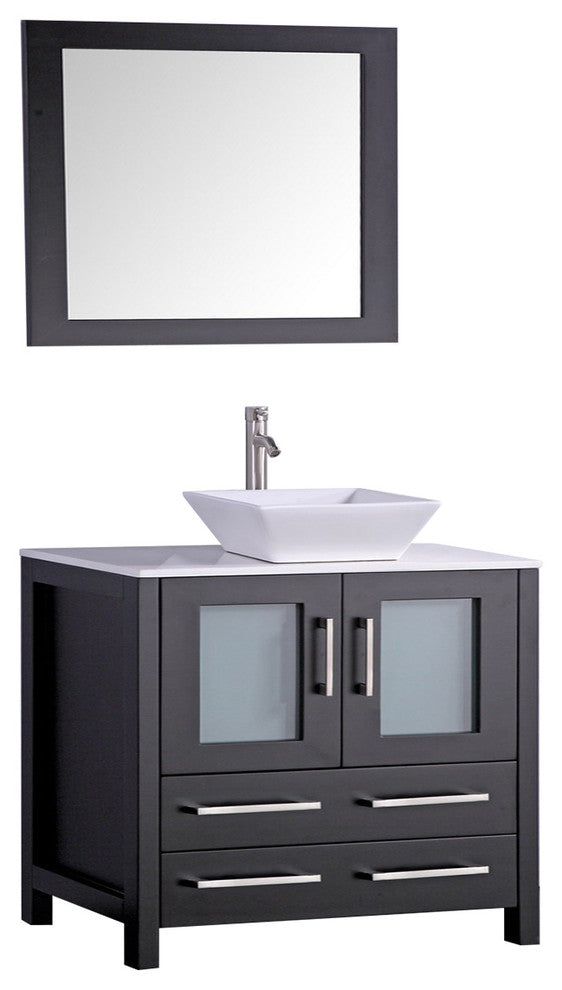 36" Bathroom Vanity With Matching Mirror, Espresso