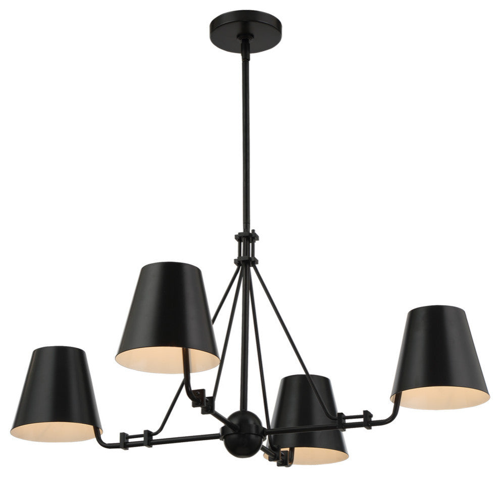 Crystorama XAV-B8304-MK, 4-Light Chandelier, Matte Black