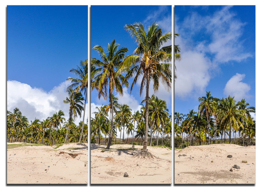 "Anakena Beach in Easter Island" Canvas Wall Art, 3 Panels, 36"x28"