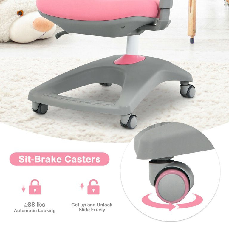 Ergonomic Office Chair, Unique Design With Padded Seat & Double Backrests, Pink