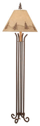 Rust Iron 4-Footed Floor Lamp With Pine Tree Shade