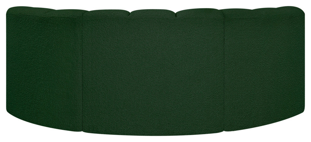 Arc Boucle Fabric Upholstered 3-Pc. Inward Curved Modular Sectional, Green