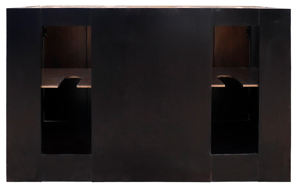 55" Double Vanity, Brown Ash Finish With Black Galaxy Top