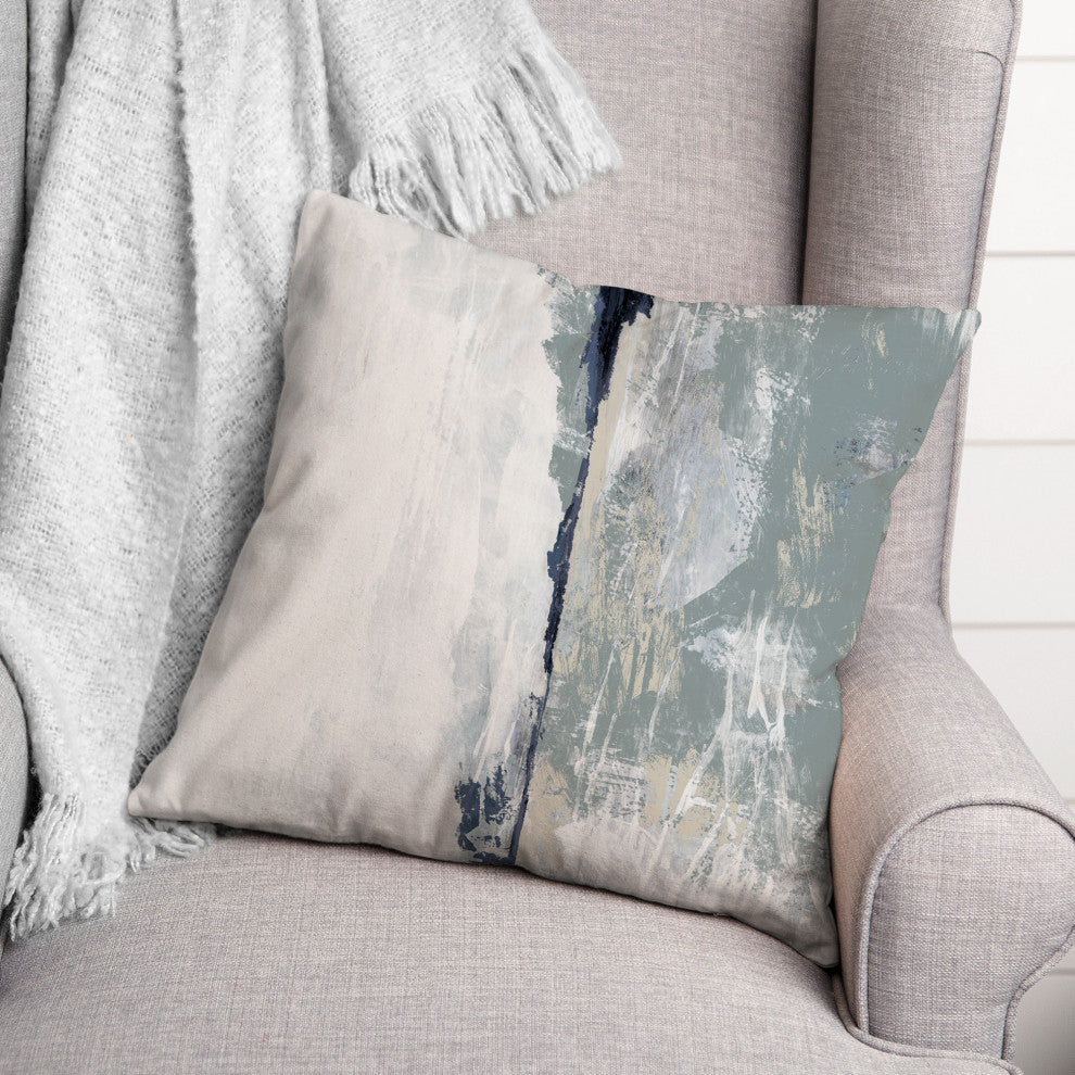 Sage Blue Abstract 18x18 Spun Poly Pillow