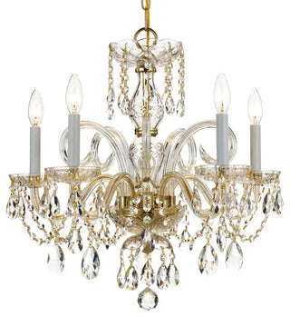 Crystorama Traditional 5 Light Crystal Brass Chandelier I