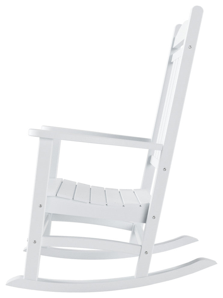 WestinTrends 2PC Outdoor Patio HDPE Adirondack Porch Rocking Chair Set, White
