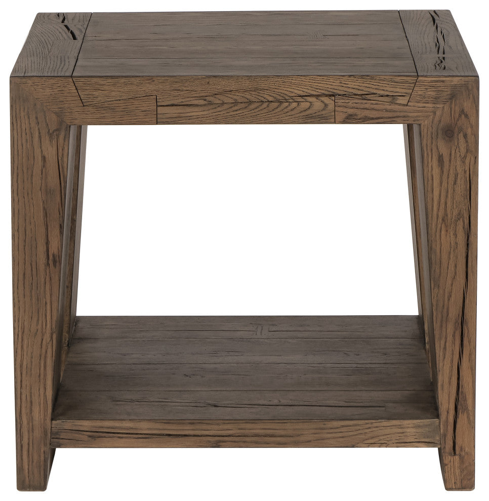 Troy Oak End Table, Antique Brown