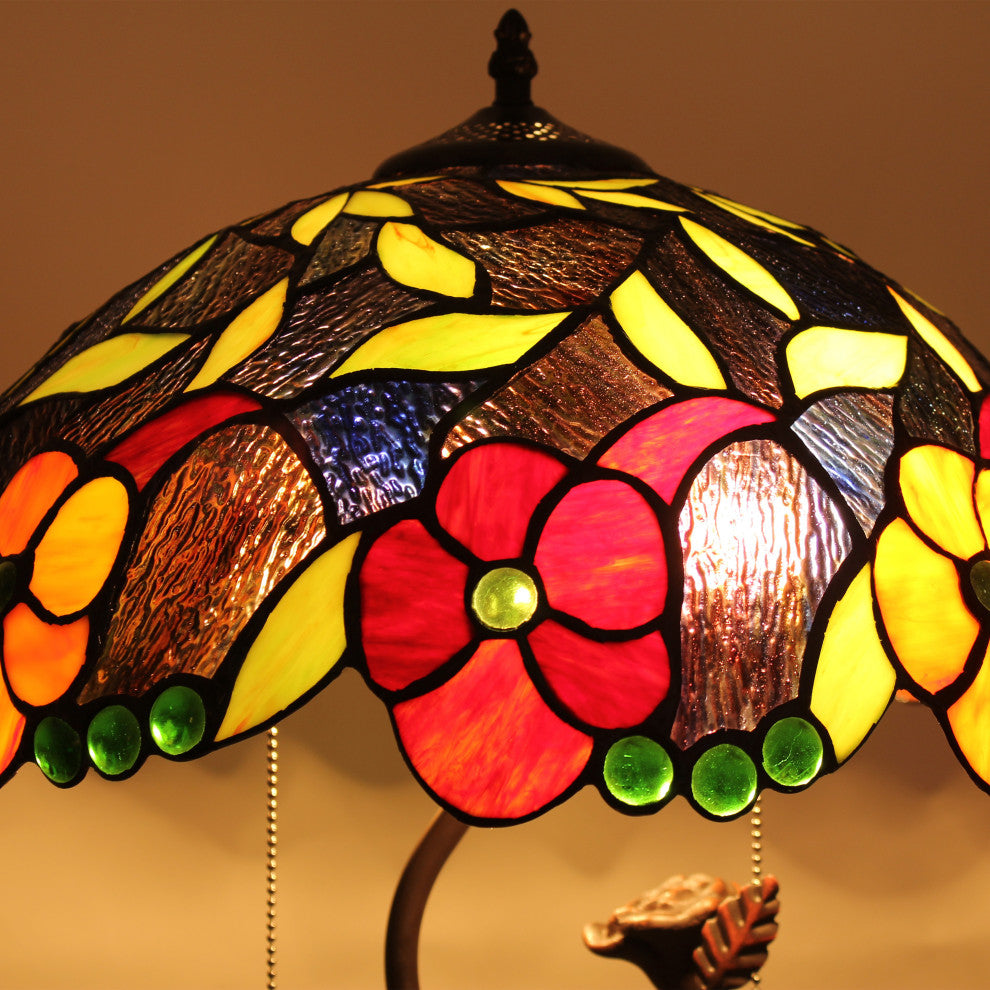 CHLOE Lighting MARIEBELLE Tiffany-Style Floral Stained Glass Table Lamp