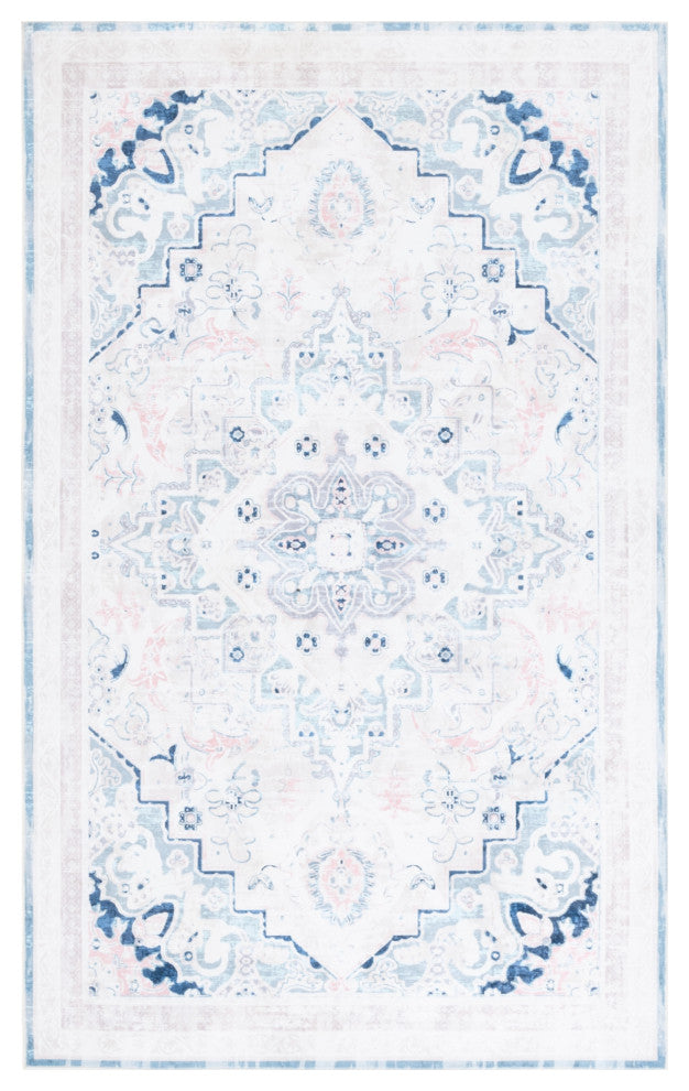 Safavieh Arizona Machine-Washable Collection ARZ324 Rug, Ivory/Aqua, 8'x10'