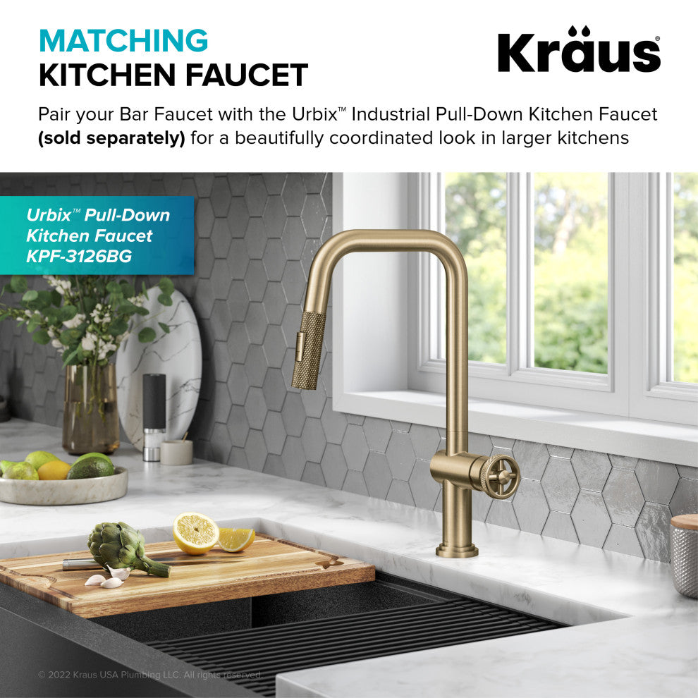 Urbix Bridge Kitchen Faucet, Brushed Gold, Kpf-3127bg