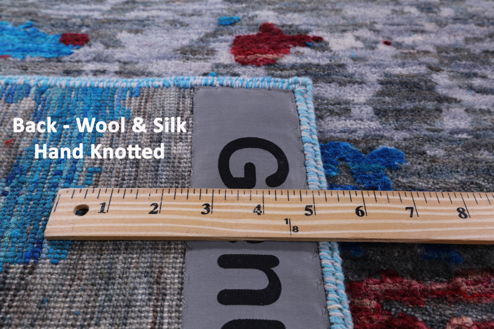 8' 1" X 10' 0" Handmade Wool & Silk Abstract Rug - Q13499