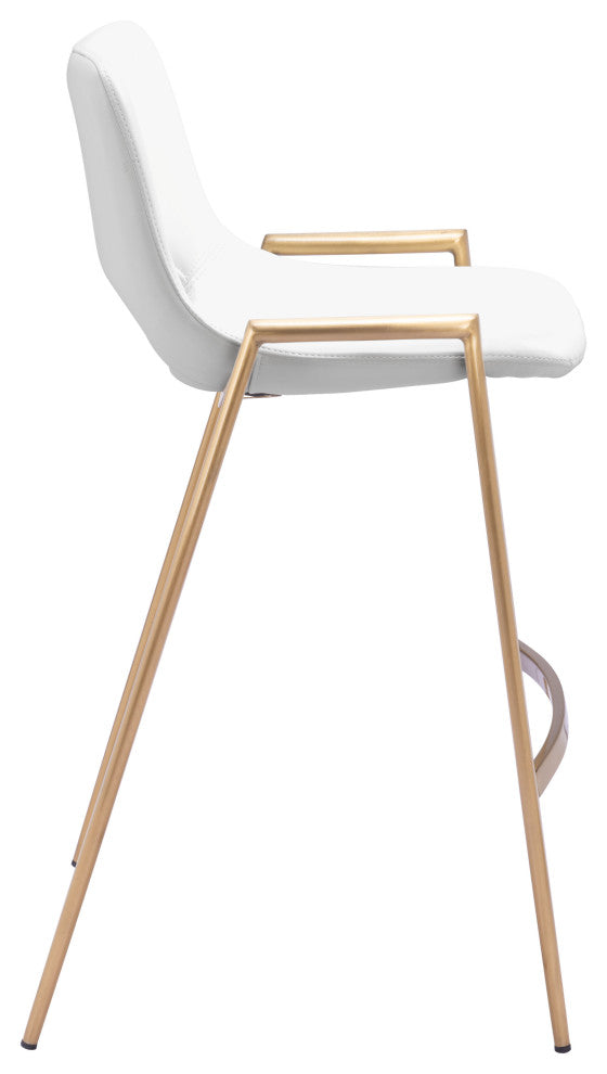 Desi Counter Stool, Set of 2 White/Gold