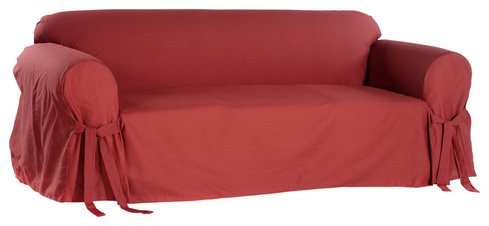 Classic Slipcovers Cotton Duck 1-Piece Sofa Slipcover, Red