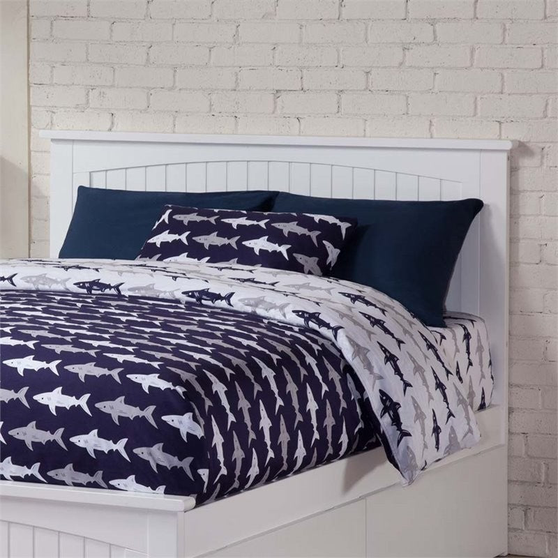 AFI Nantucket Full Wood Panel Headboard with USB Charging Station in White