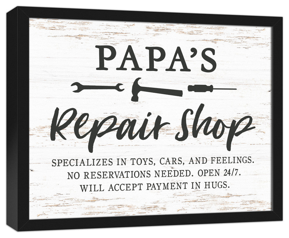Papa Repair Shop 20x16 Black Framed Canvas