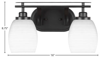 Odyssey 2 Light Bath Bar In Matte Black Finish With 5" White Matrix Glass