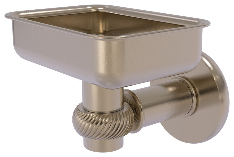 Continental Wall Mount Soap Dish Holder With Twist Accents, Antique Pewter