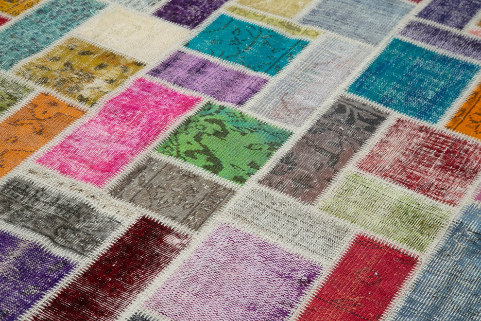 Rug N Carpet - Hand-Knotted Turkish 6' 11" x 9' 9" Unique Patchwork Area Rug