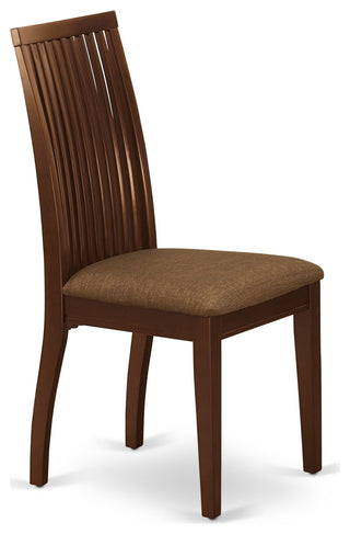 3Pc Dinette Set, Rectangular Table, Two Linen Seat Chairs, Mahogany