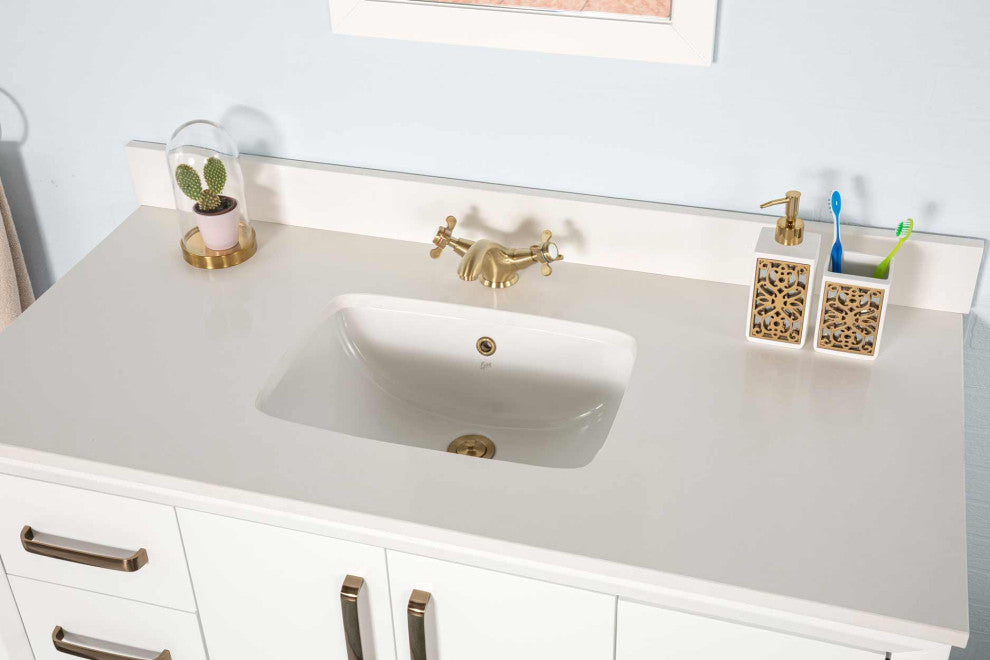 Fabia Collection 48" Bathroom Vanity With Sink, Mirror, Countertop, White