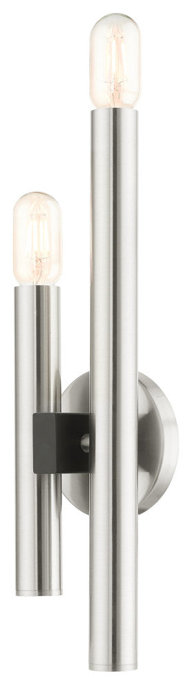 Brushed Nickel Mid Century Modern, Urban, Scandinavian, Double Sconce