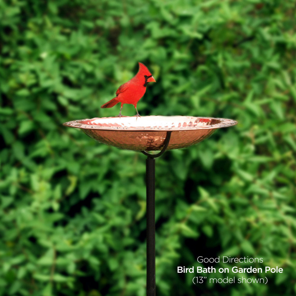 Pure Copper 18" Bird Bath on Garden Pole By Good Directions