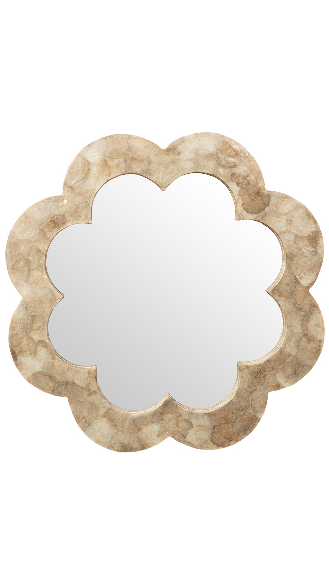Flower Capiz Seashell Wall Mirror, Gold