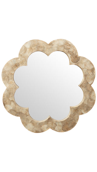 Flower Capiz Seashell Wall Mirror, Gold