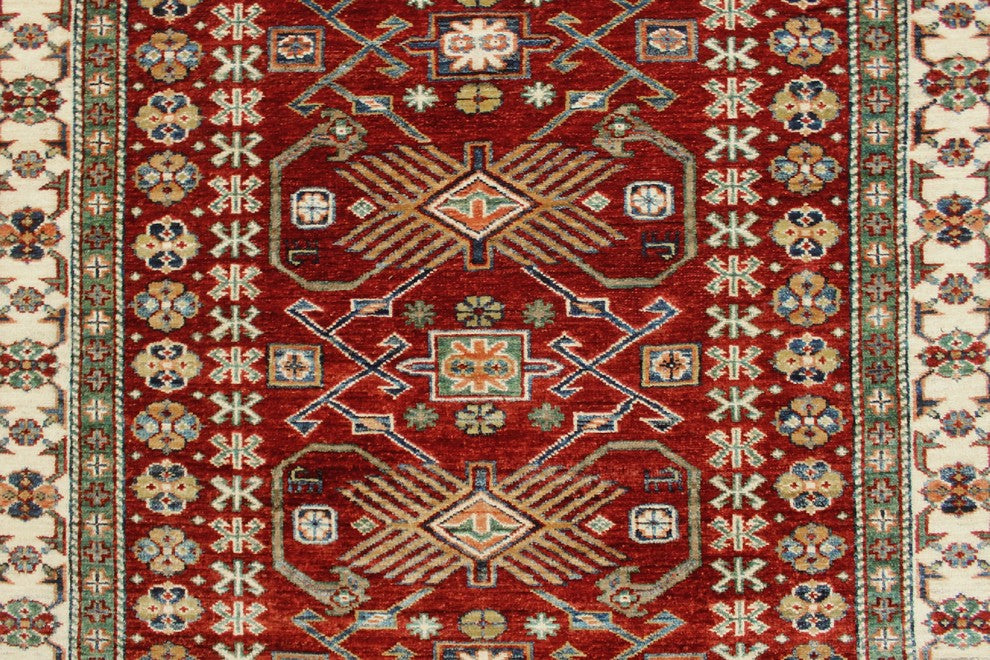 Super Kazak Asad Red Rug, 4'2x5'6