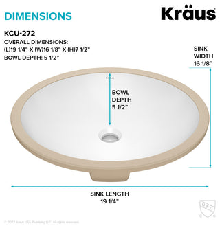 KRAUS Elavo 19.25 in. Oval Porcelain Ceramic Undermount Bathroom Sink