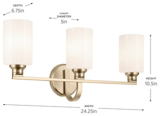 24.25" 3-Light Vanity Light With Opal Glass