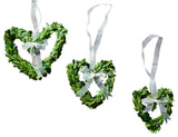 Boxwood Wreath Set Hearts With Ribbon