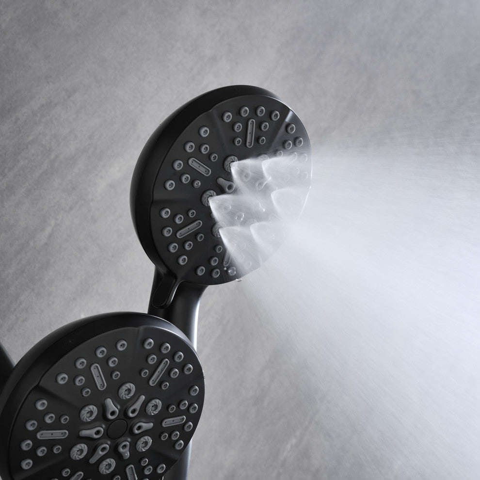 Multi Function Dual Shower Heads and Tub Faucet, With Tub Spout