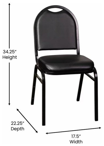 Set of 4 Multifunctional Chair, Cushioned Vinyl Seat With Dome Backrest, Black