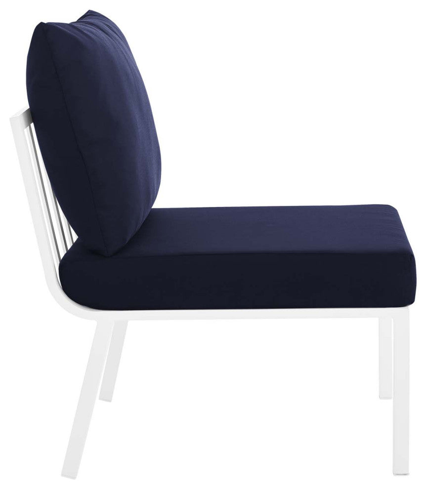 Riverside 4 Piece Outdoor Patio Aluminum Sectional - White Navy