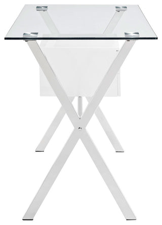 Glass Top Computer Desk, "William's Way", White