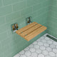 Polished Chrome 16" Folding Teak Wood Shower Seat Bench