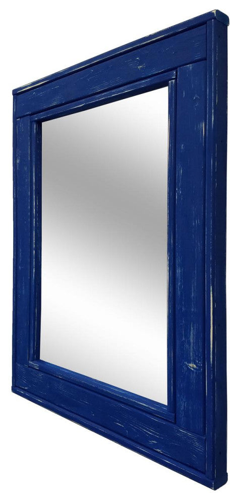 Herringbone Vanity Mirror, True Blue, 42"x30", Horizontal