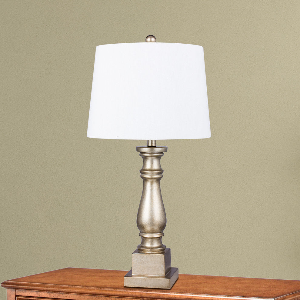 Champagne Gold Resin Column Table Lamp, 28"