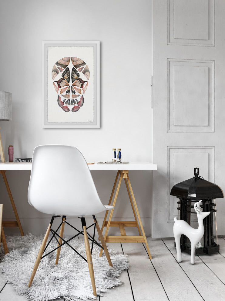 "Kaleidoscope Butterfly Skull" Framed Painting Print, 30"x45"