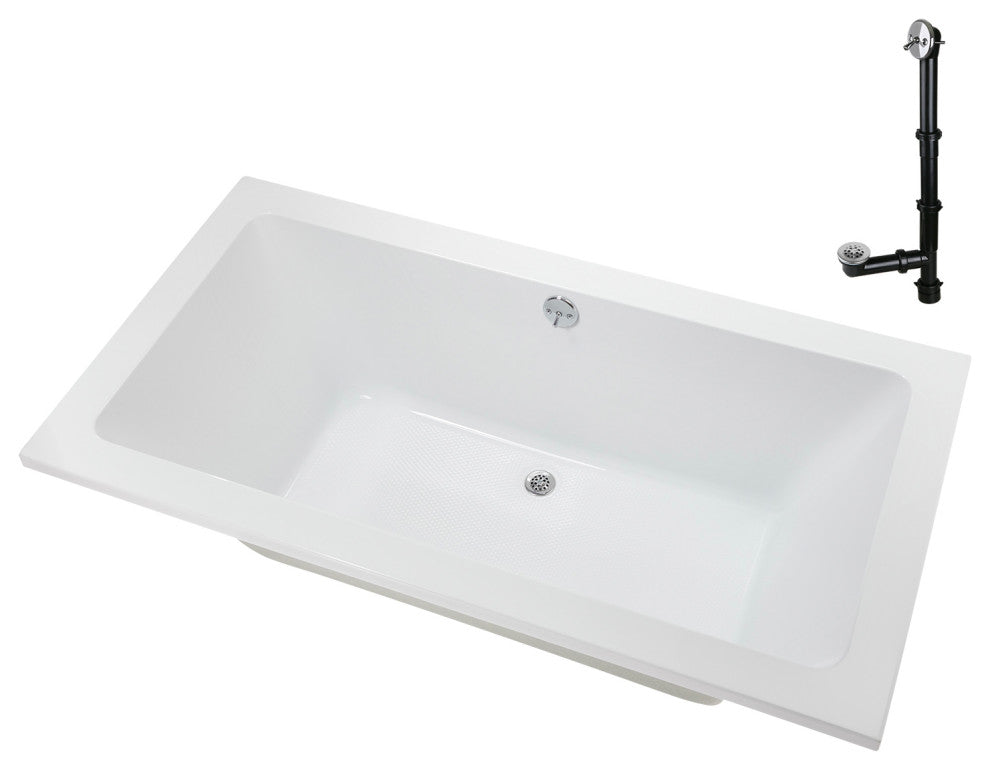 Streamline 60 in. x 32 in. Acrylic Drop-In Bathtub, Polished Chrome