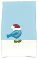 Merry Christmas Bird Holiday Animal Print Kitchen Towel, Teal