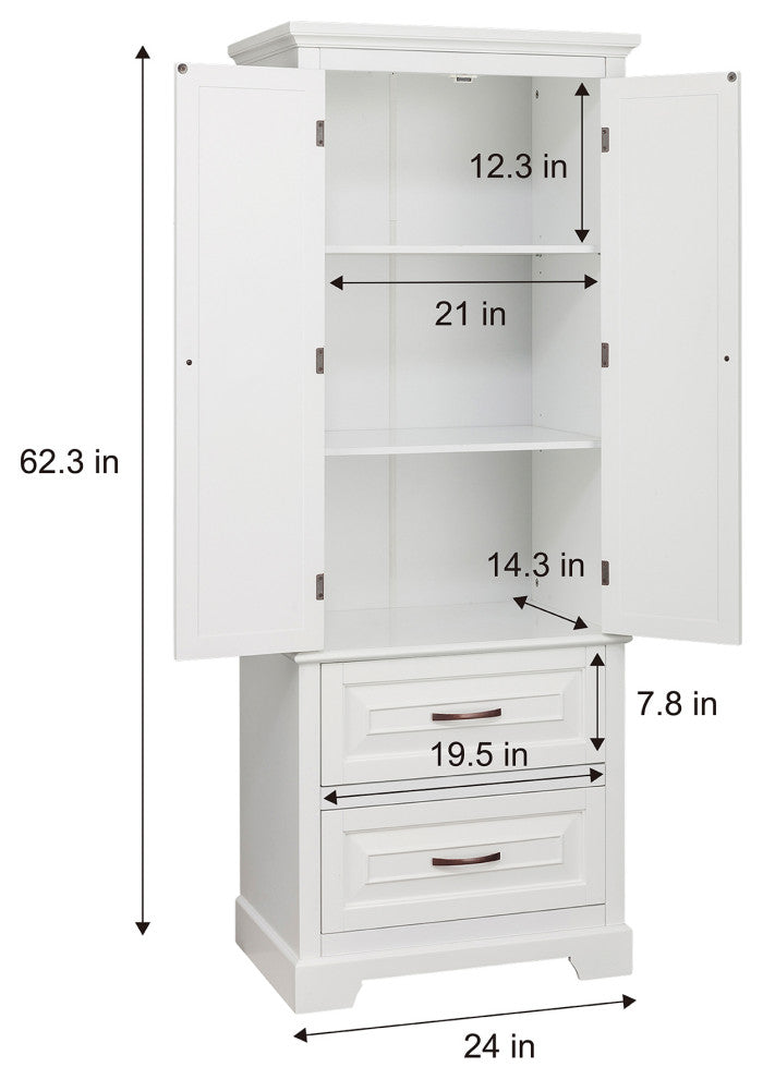Wooden Bathroom Linen Tower Storage Cabinet