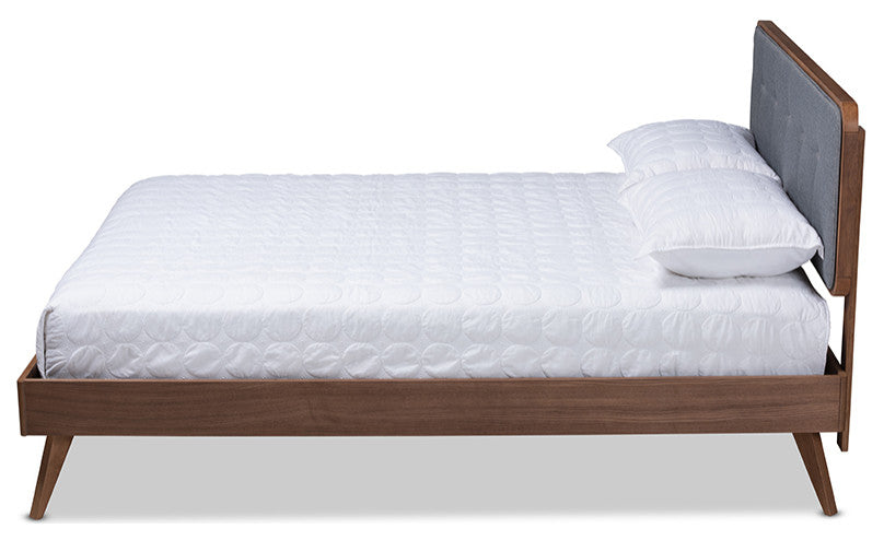 Dilara Mid-Century Modern Dark Gray Walnut Brown Wood Full Size Platform Bed