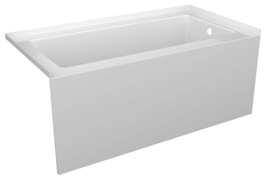 PCHI White Acrylic  Extra Deep Bathtub and Above Floor Rough-In 60", White, 60"x
