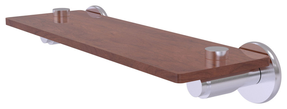 Tribecca 16" Solid Wood Shelf, Satin Chrome